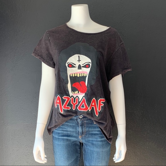 Lazy Oaf Tops - LAZY OAF Punk Clown T-Shirt in Washed Black OS